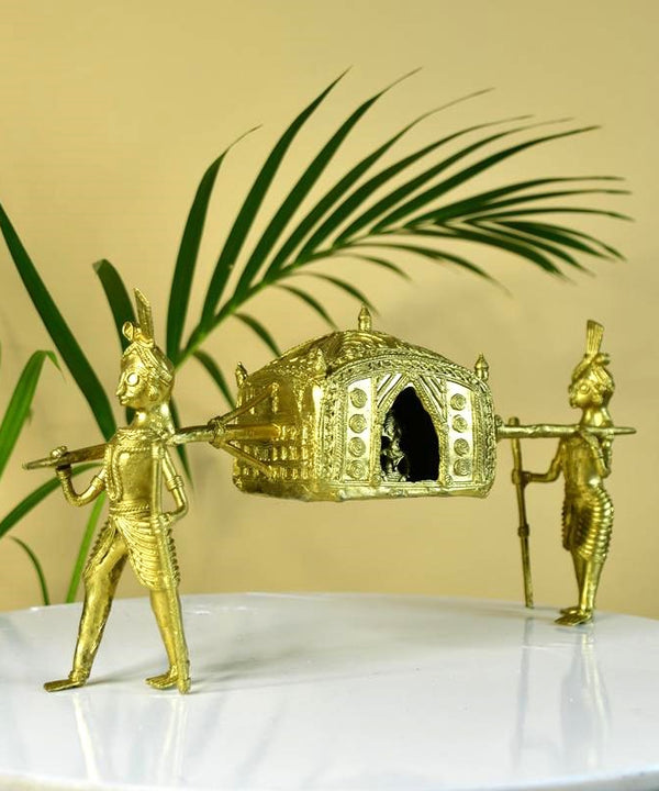 Handcrafted Brass Dhokra Palki Tabletop Decor — main view