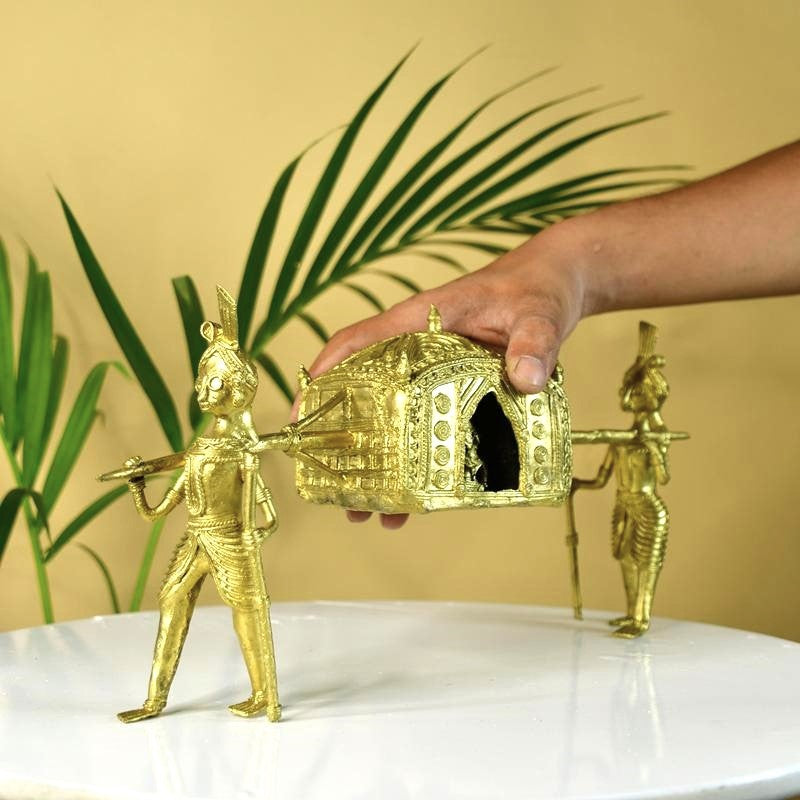 Handcrafted Brass Dhokra Palki Tabletop Decor – view 5