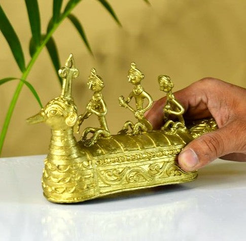 Dhokra Boat: Artisan Brass Tabletop Decor of Ancient Times.