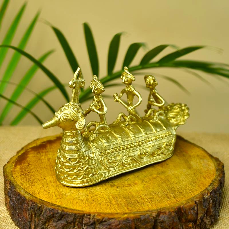 Dhokra Boat: Artisan Brass Tabletop Decor of Ancient Times. – view 6
