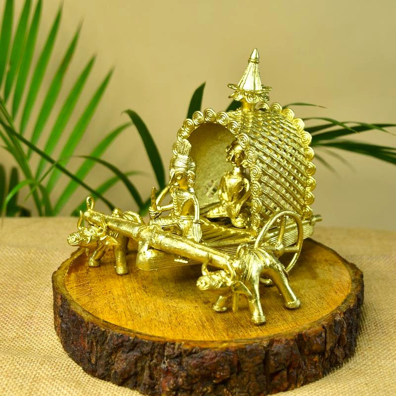 Dhokra art Brass Decor Cow Cart