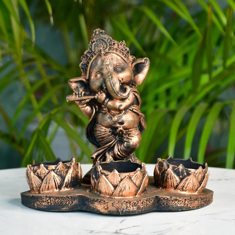 Ganesh Resin Candle Holder by Sowpeace - Artisan Home Decor & Showpiece – view 1