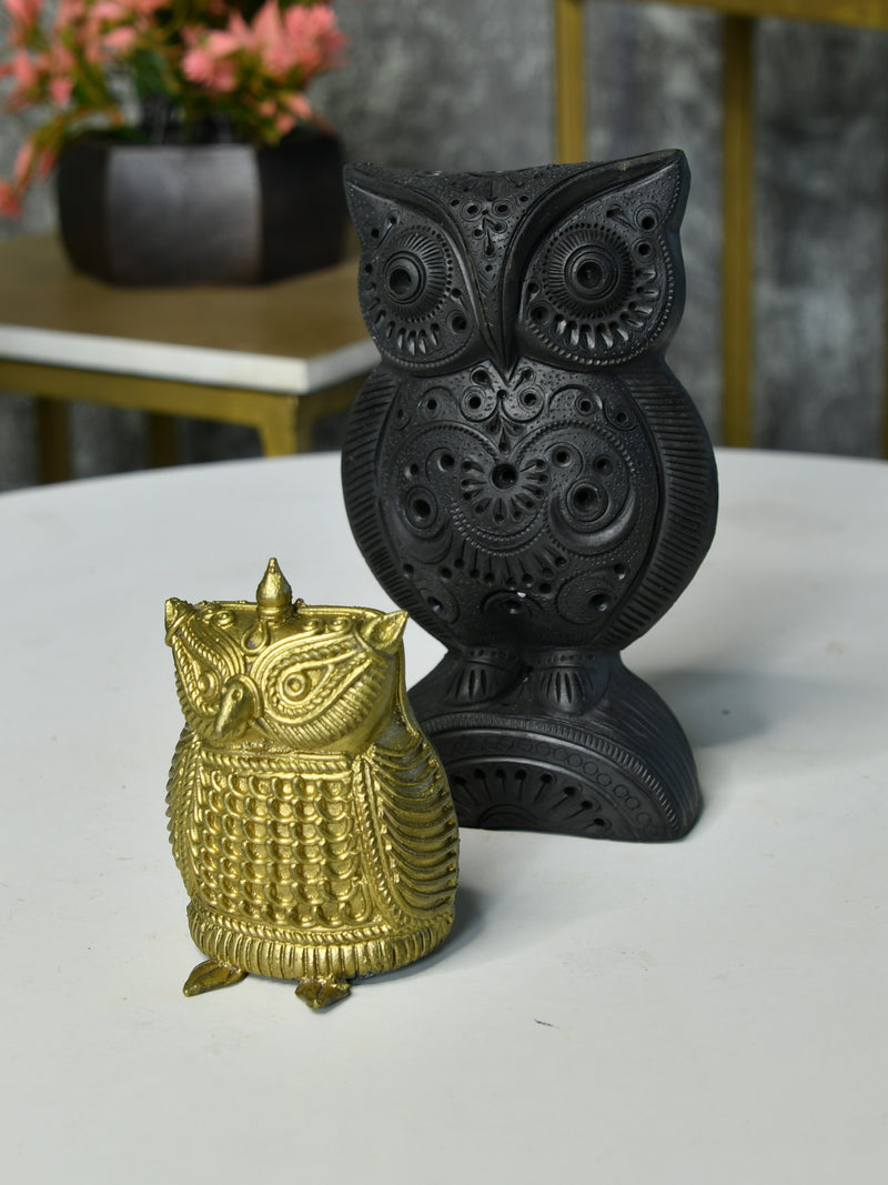 Sowpeace Black Terracotta Artisanal Owl: Tabletop Decor – view 7