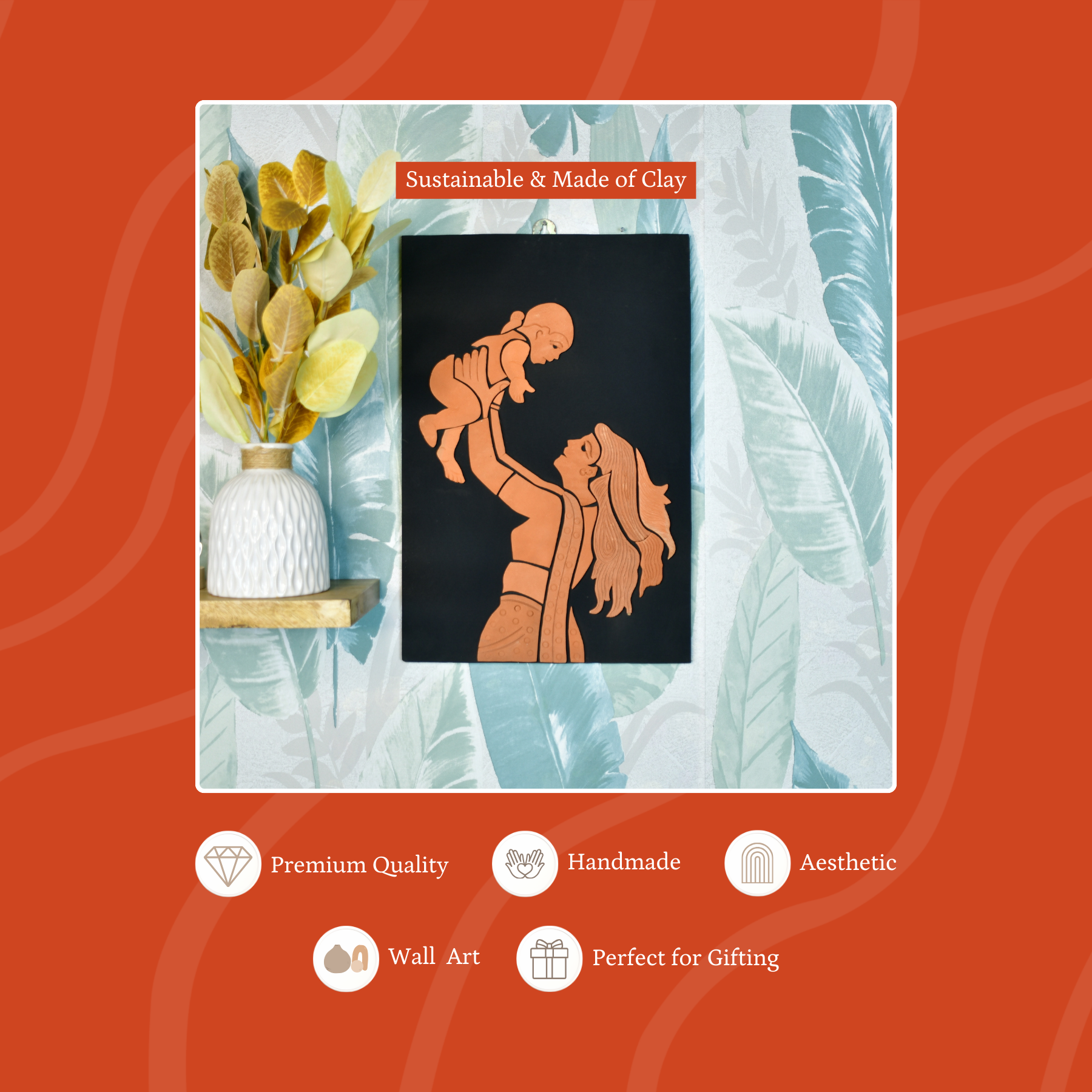 Handcrafted Terracotta Mother-Son Wall Art Masterpiece