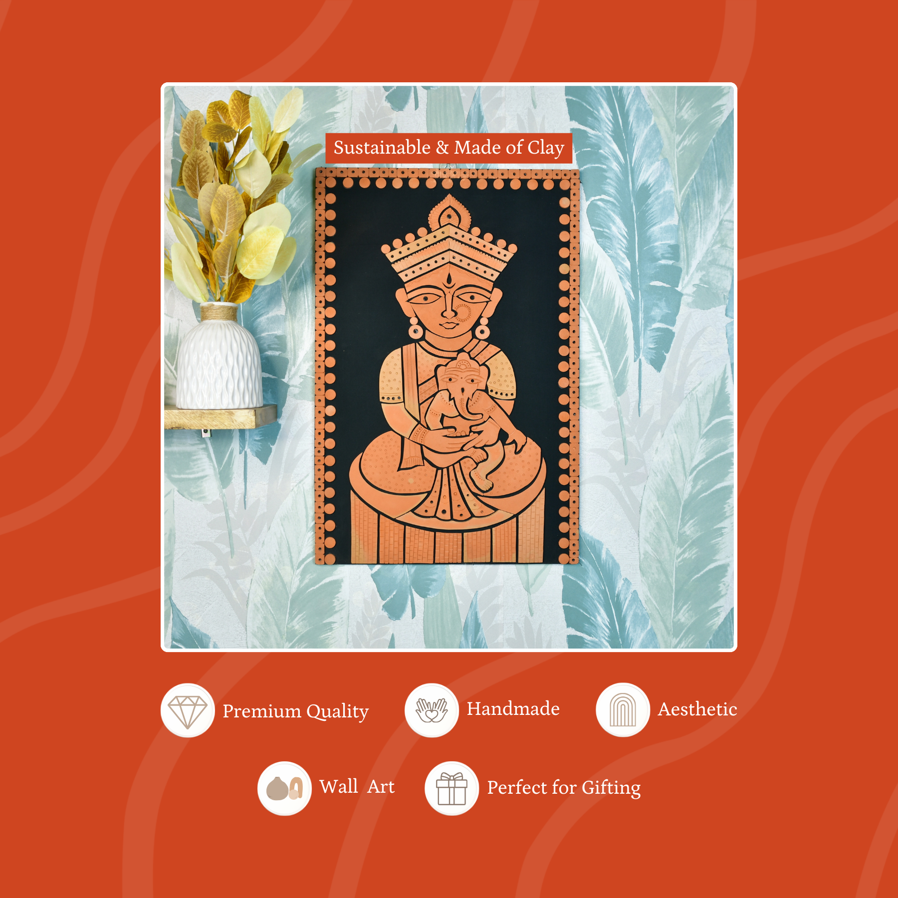 Terracotta Ganesh Janani: Artisan Wall Decor for Home Bliss