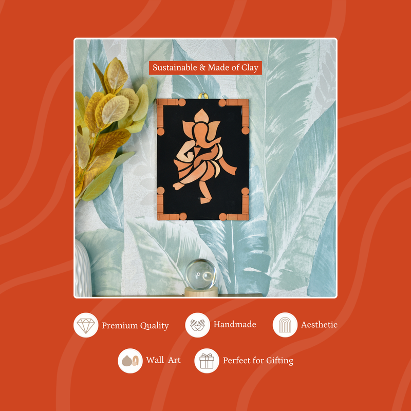 Handcrafted Terracotta Dancing Ganesh Wall Art: Unique Home Decor – view 3