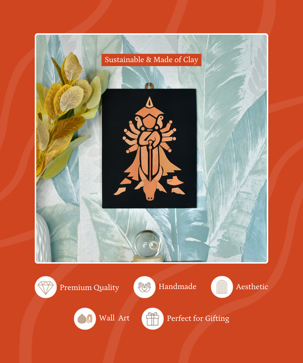 Handcrafted Terracotta Durga Wall Art: Home Decor — image 3