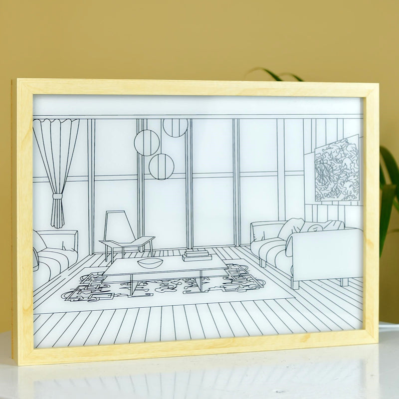 Sowpeace Illuminated Hall Room Frame – LED Landscape Photo Frame with Sofas, Carpet & Balcony for Chic Home Decor – view 4