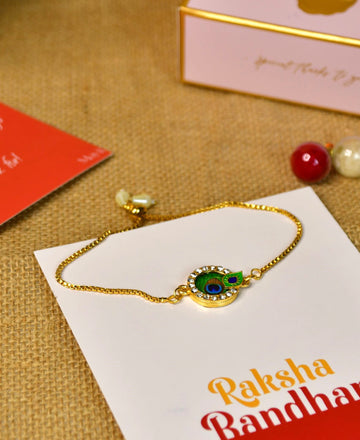 Sowpeace Exquisite Peacock Rakhi Pack of 1 with Roli Chawal and Greeting card combo for Raksha Bandhan and Gifting — alternate view