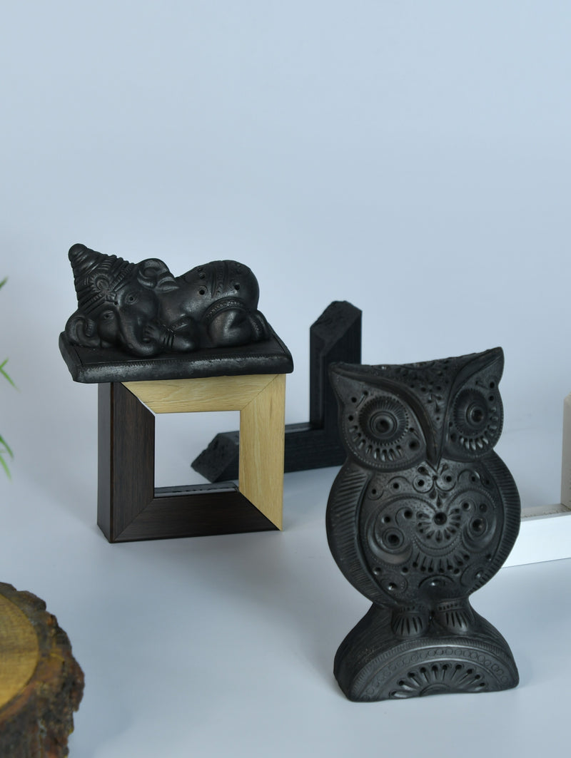 Sowpeace Black Terracotta Artisanal Owl: Tabletop Decor – view 6