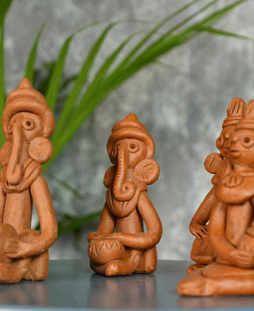 Sowpeace Terracotta Tribal Figurine Set: Artisan Tabletop Decor — alternate view