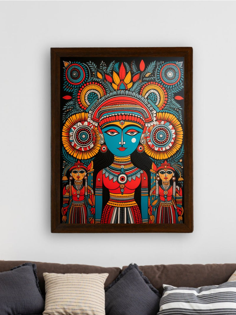 Abstract Crowned Women: Sowpeace Handcrafted Prints – Premium Indian-Inspired Canvas Art for Modern Home Decoration – view 4