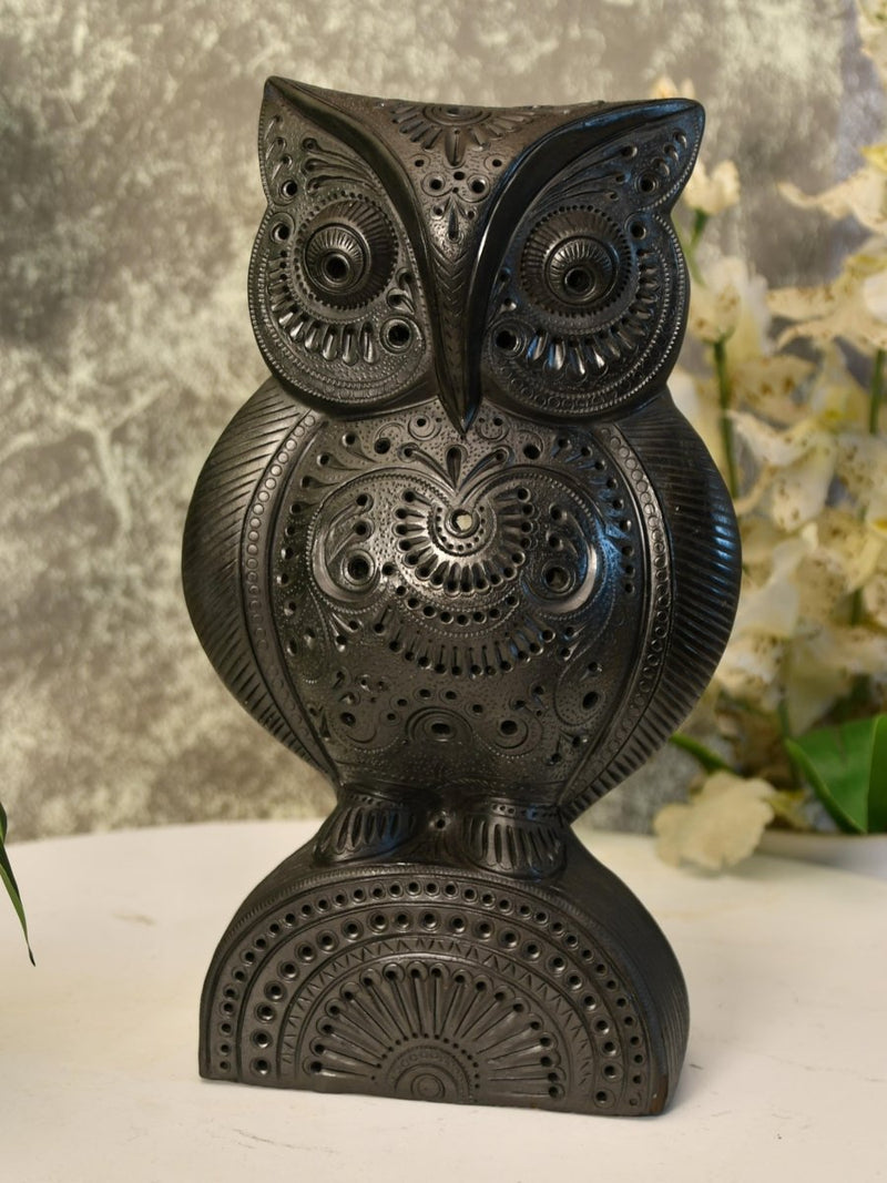Artisan Black Terracotta Big Owl Tabletop Decor – view 4