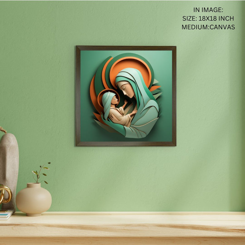 Sacred Bond: Sowpeace's Handcrafted Mother & Child Canvas – Premium Indian-Inspired Art for Elegant Home and Family Decor – view 5