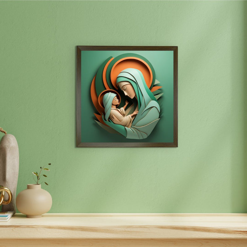 Sacred Bond: Sowpeace's Handcrafted Mother & Child Canvas – Premium Indian-Inspired Art for Elegant Home and Family Decor – view 3