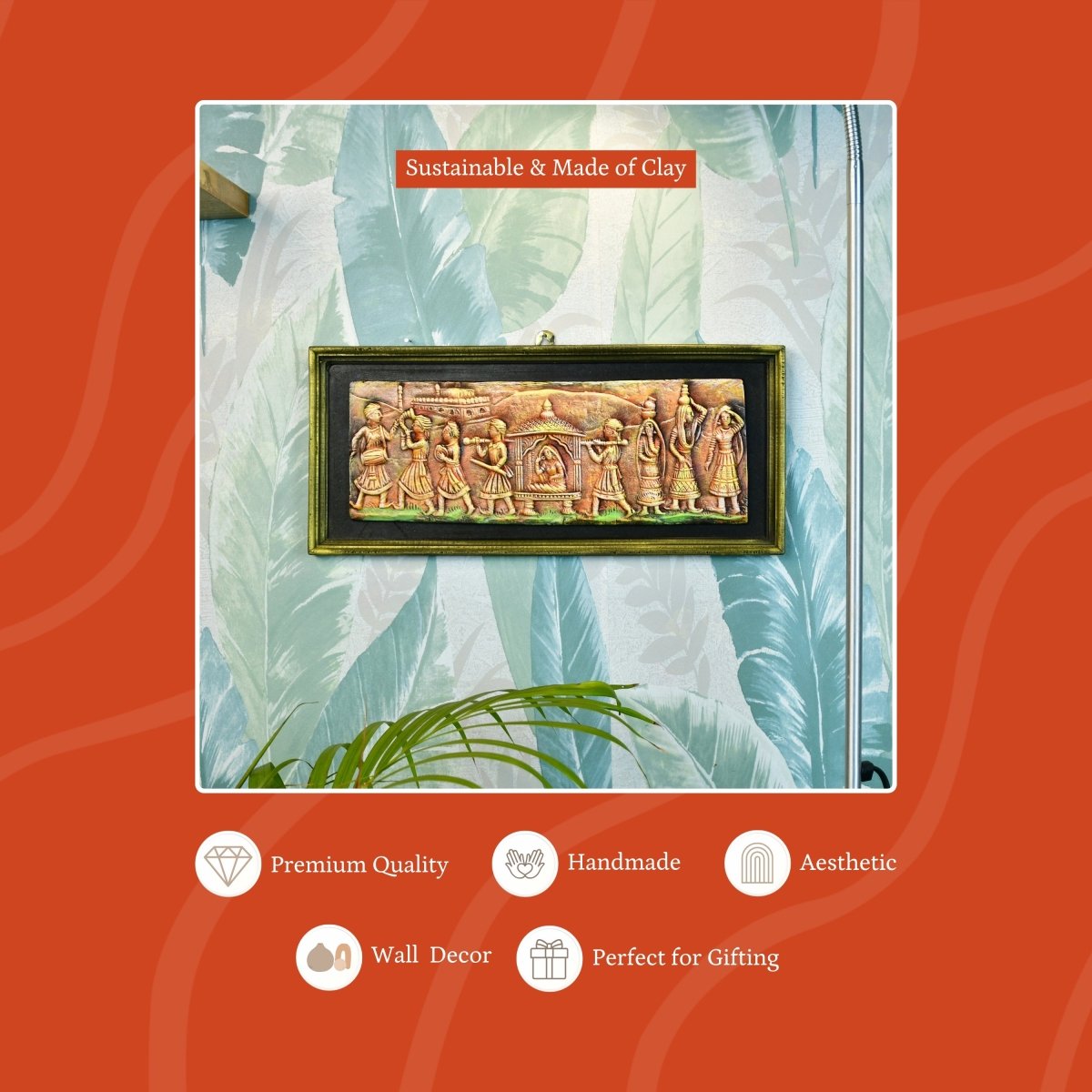 Artisan Terracotta Palki Women Wall Art: Home Decor - Sowpeace - Terracotta - Terracotta Wall Art