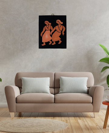 Artisan Terracotta Tribal Dance: Unique Home Decor — alternate view