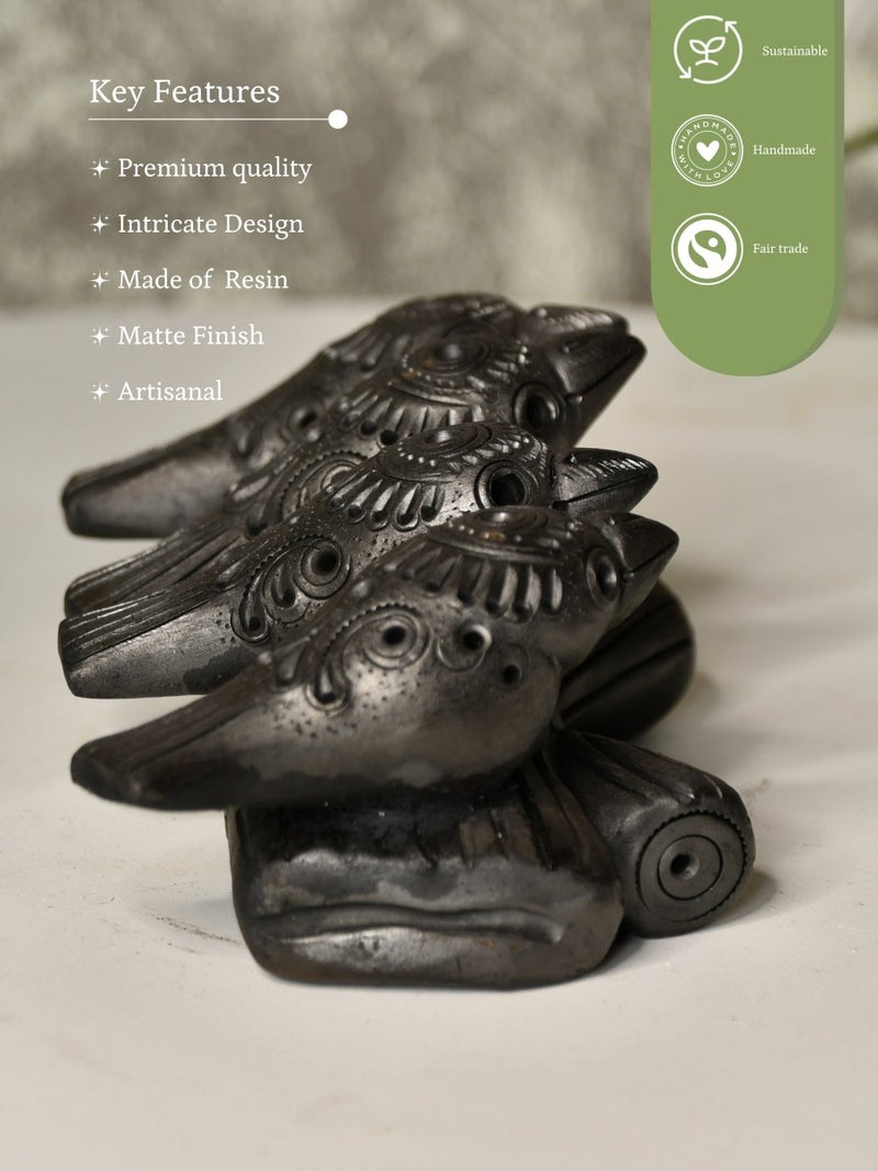 Black Terracotta Birds on Branch Tabletop Decor – view 6