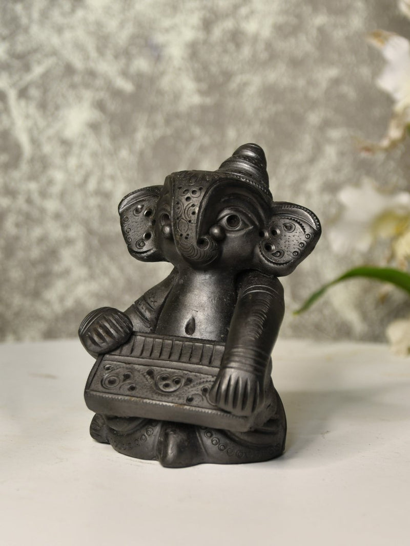 Black Terracotta Ganesh: Dafli Tabletop Decor – view 8