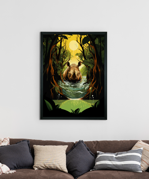Sowpeace Harmony: Find Your Handcrafted Abstract Rhino – Premium Indian-Inspired Canvas Art for Elegant Home Interiors — image 2