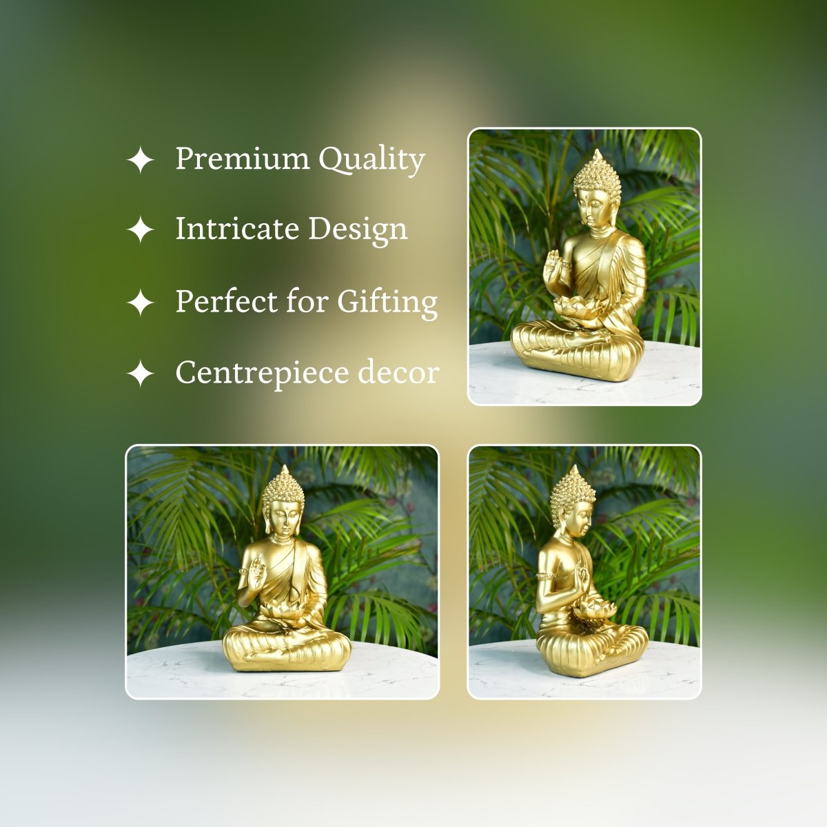 Buddha Figurine with Lotus | Sowpeace Indian Home Decor - Unique Artisan Craft - Decor - Sowpeace - 