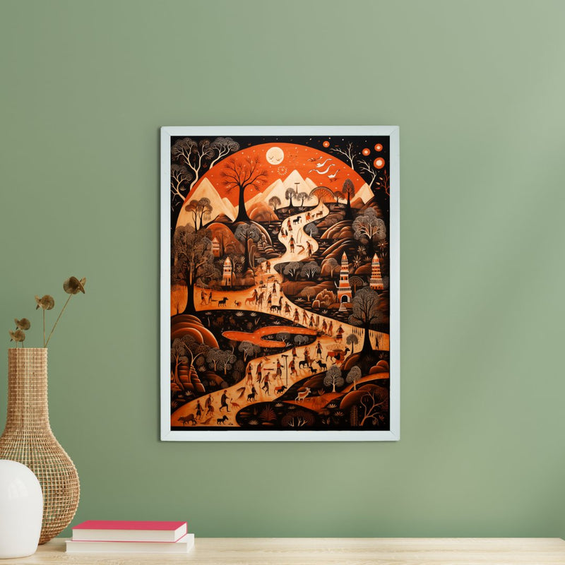 Sowpeace Sunsets: Handcrafted Peaceful Mountain Wall Art – Premium Indian-Inspired Canvas Print for Elegant Home Interiors – view 1