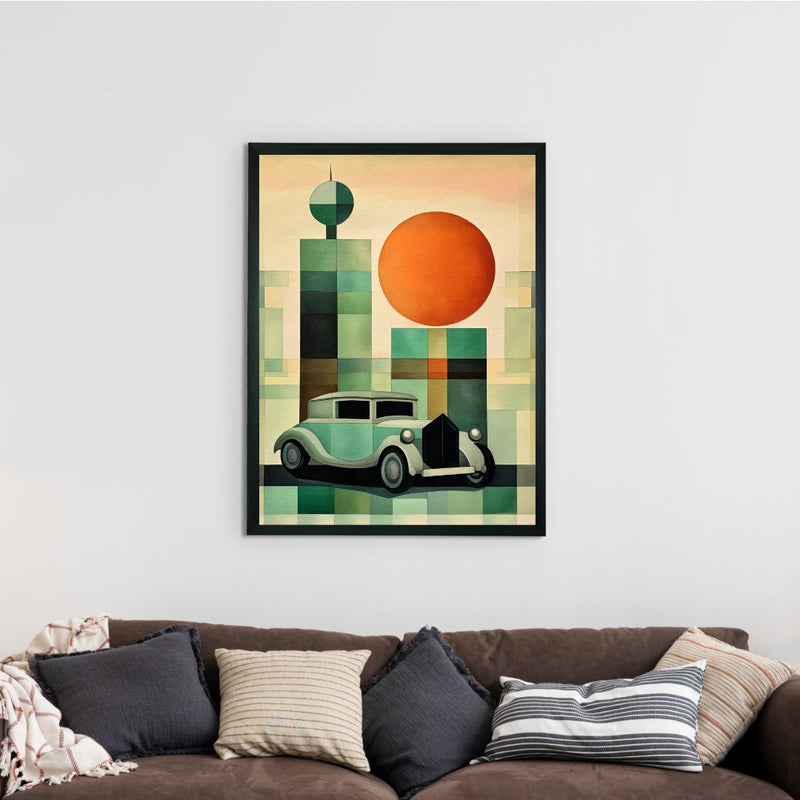 Sowpeace's Handcrafted Geometric Car Watercolor Art – Premium Indian-Inspired Canvas Wall Print for Stylish Home Decor – view 2