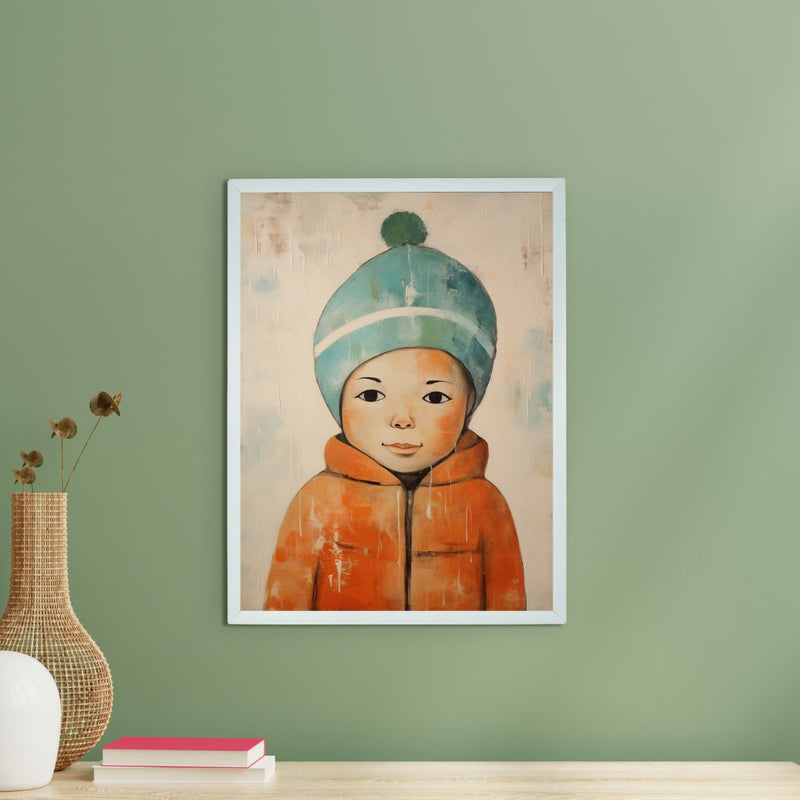 Chilled Dreams: Sowpeace's Premium Abstract Winter Boy Canvas – Handcrafted Indian-Inspired Art for Stylish Winter Home Interiors – view 2