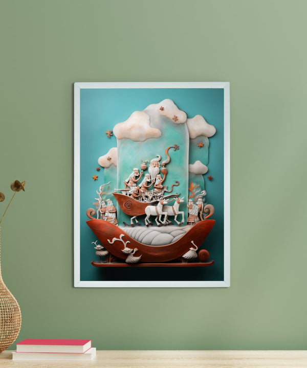 Santa Remixed: Premium Sowpeace Wall Art Prints – Handcrafted Indian-Inspired Canvas for Festive and Modern Home Decor — main view