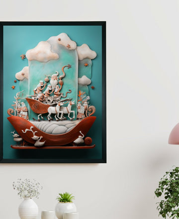 Santa Remixed: Premium Sowpeace Wall Art Prints – Handcrafted Indian-Inspired Canvas for Festive and Modern Home Decor — alternate view