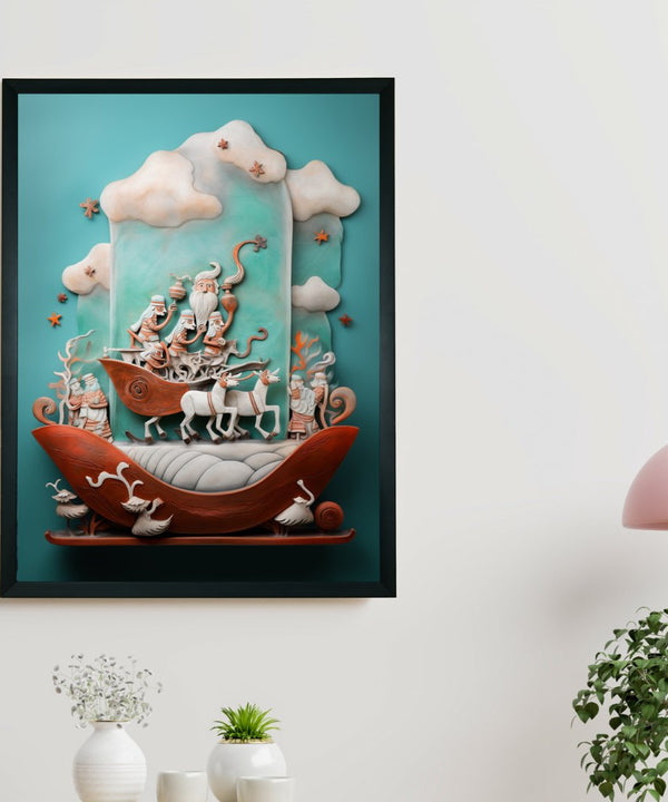 Santa Remixed: Premium Sowpeace Wall Art Prints – Handcrafted Indian-Inspired Canvas for Festive and Modern Home Decor — image 2