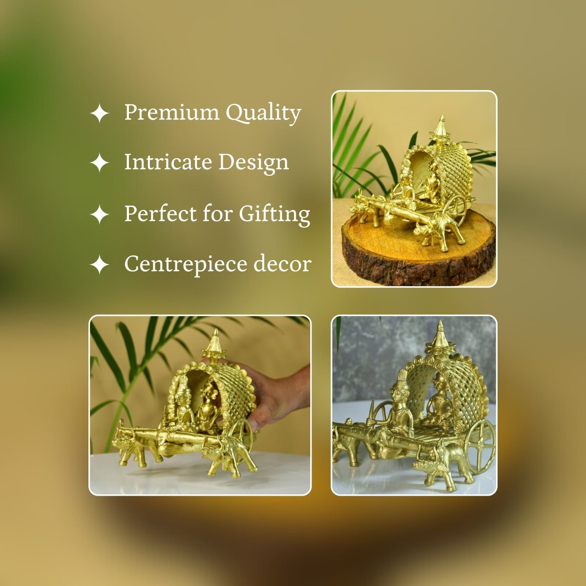 Dhokra art Brass Decor Cow Cart - Dhokra - Sowpeace - Animal - Dokra