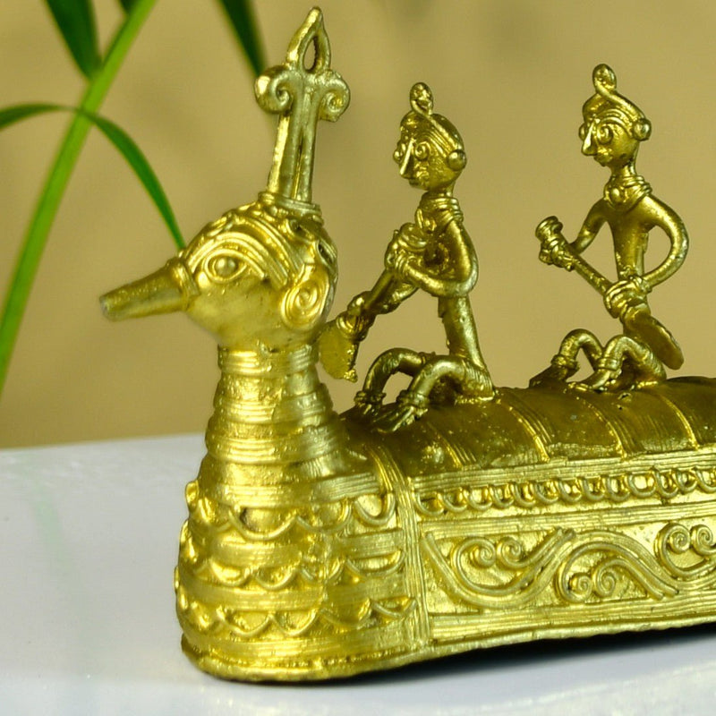Dhokra Boat: Artisan Brass Tabletop Decor of Ancient Times. – view 2