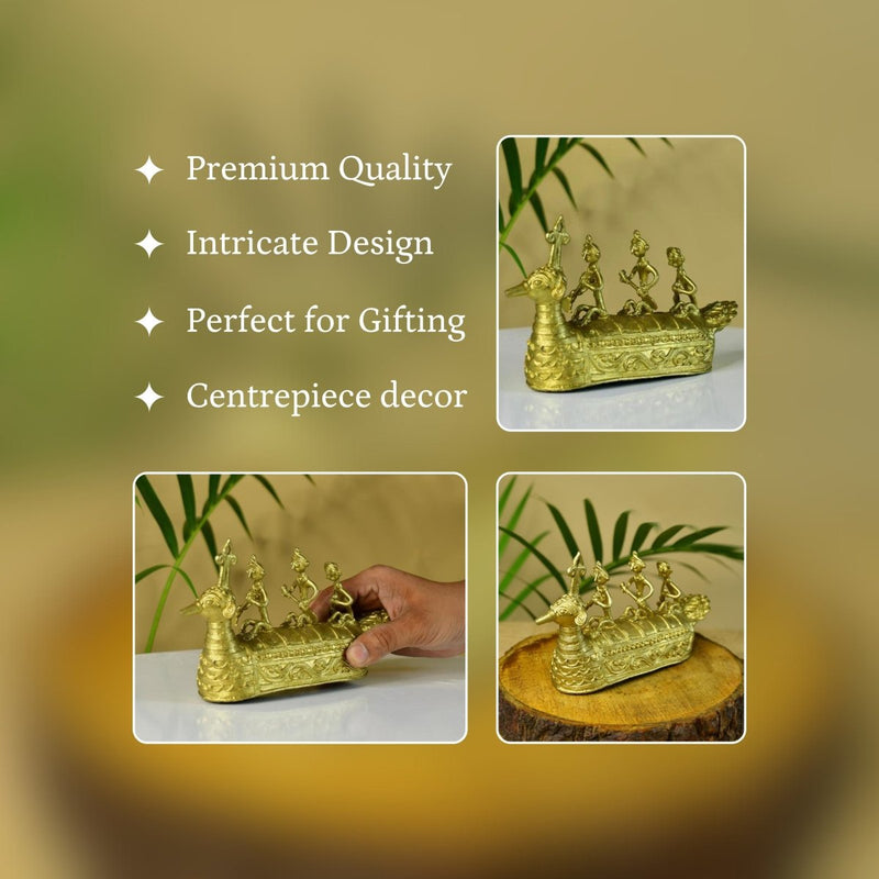 Dhokra Boat: Artisan Brass Tabletop Decor of Ancient Times. – view 3