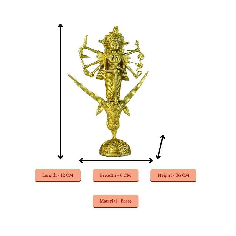 Dhokra Craft - Goddess Durga Mahishasur Mardini Brass Decor – view 4