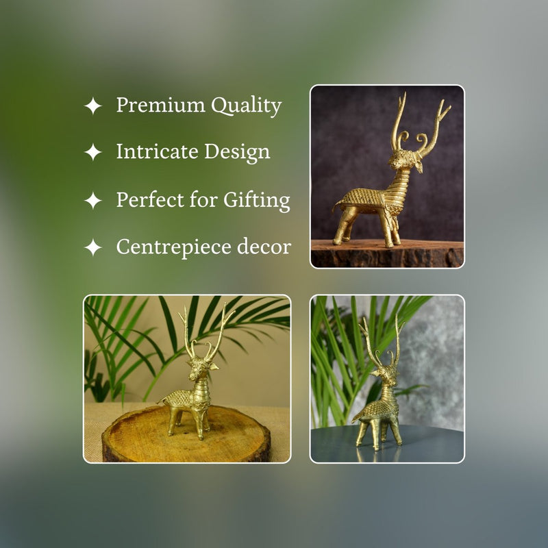Dhokra Deer Brass Tabletop – view 3