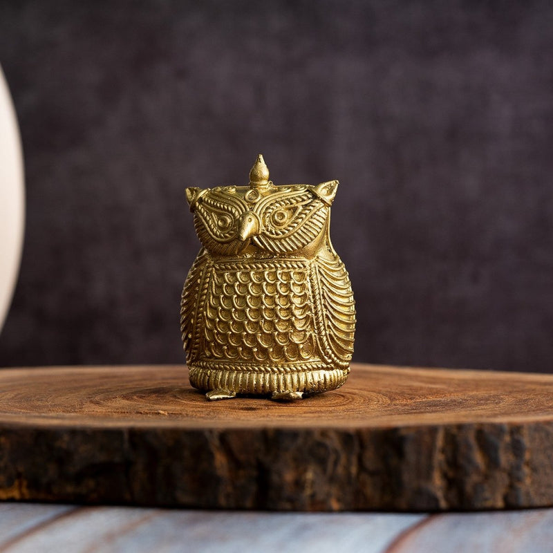 Dhokra Owl Brass Tabletop: Artisan Home Decor Masterpiece – view 5