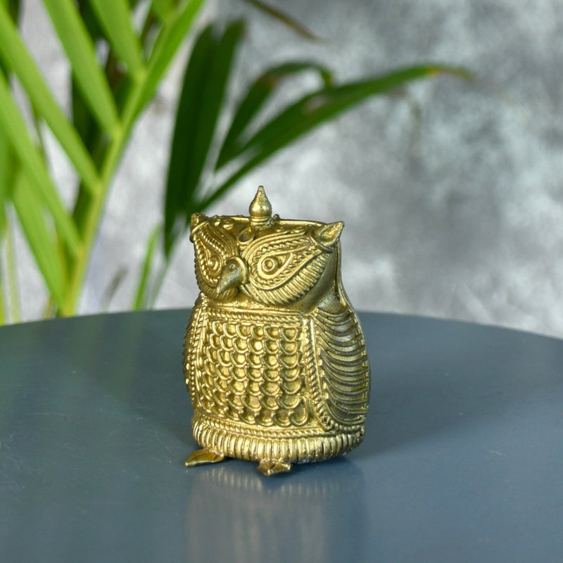 Dhokra Owl Brass Tabletop: Artisan Home Decor Masterpiece – view 6