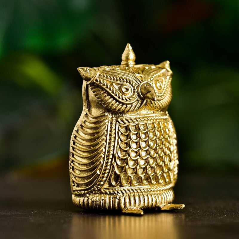 Dhokra Owl Brass Tabletop: Artisan Home Decor Masterpiece – view 2