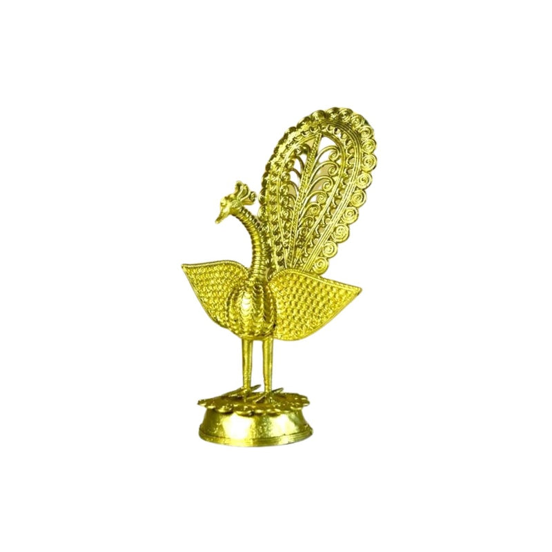 Dhokra Peacock: Artisan Brass Tabletop Elegance – view 7