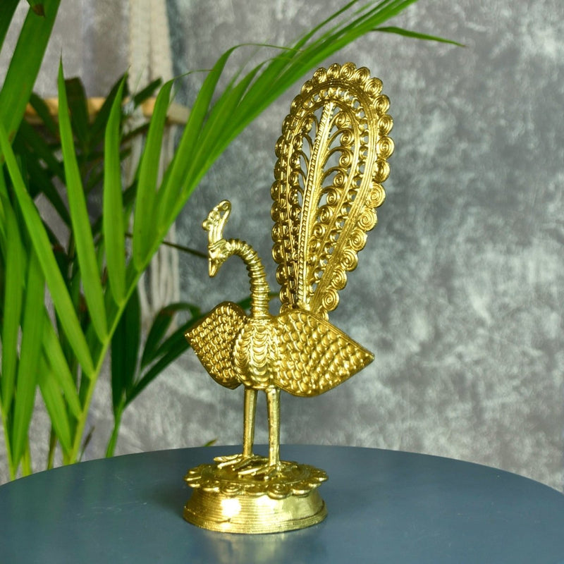 Dhokra Peacock: Artisan Brass Tabletop Elegance – view 1
