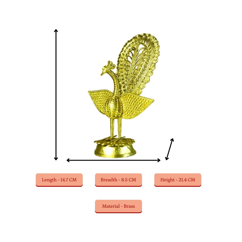 Dhokra Peacock: Artisan Brass Tabletop Elegance – view 4