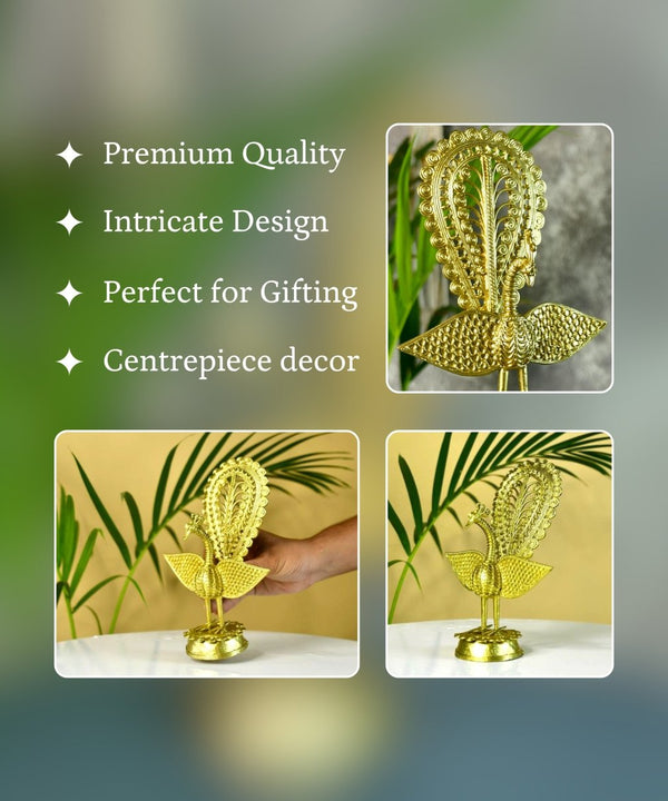 Dhokra Peacock: Artisan Brass Tabletop Elegance — image 3