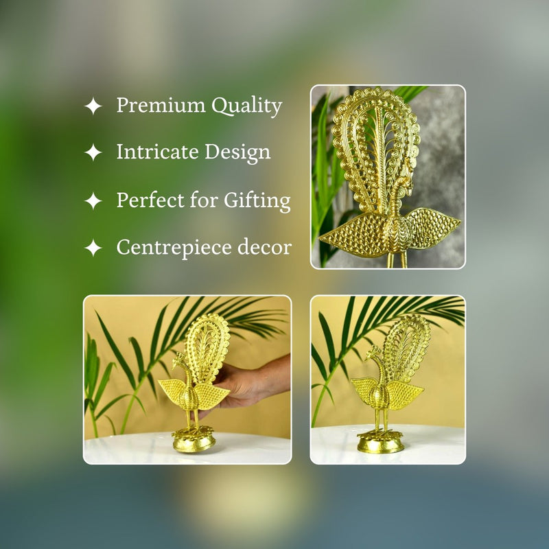 Dhokra Peacock: Artisan Brass Tabletop Elegance – view 3
