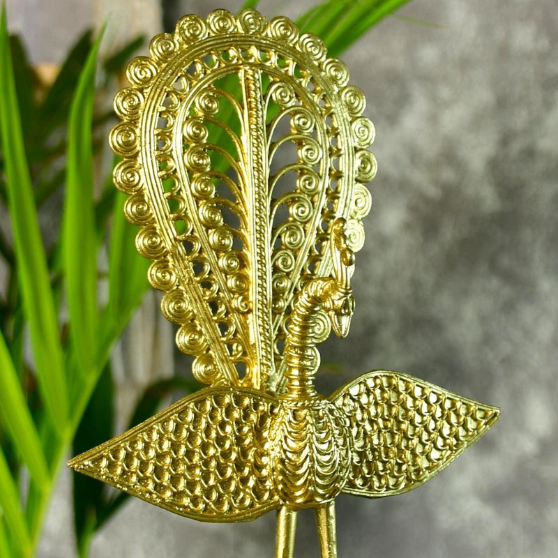 Dhokra Peacock: Artisan Brass Tabletop Elegance – view 6