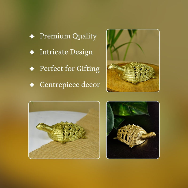 Dhokra Tortoise: Artisan Brass Home Decor – view 3