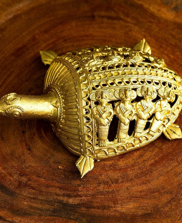 Dhokra Tortoise: Artisan Brass Home Decor — alternate view