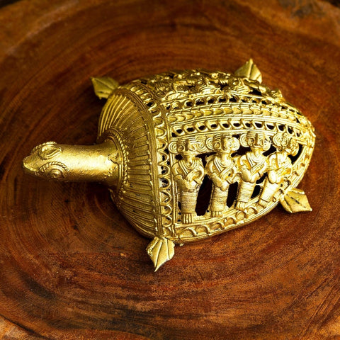 Dhokra Tortoise: Artisan Brass Home Decor