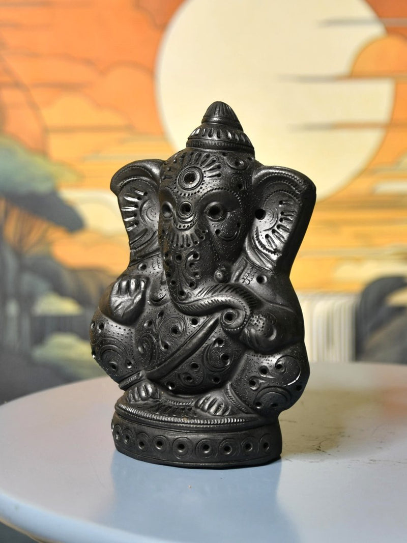 Divine Blessing: Unique Black Terracotta Ganesh Home Decor – view 4