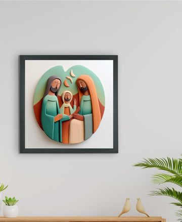 Divine Harmony: Sowpeace Abstract Jesus Family Canvas – Premium Indian-Inspired Wall Art for Elegant and Faithful Home Decoration — alternate view